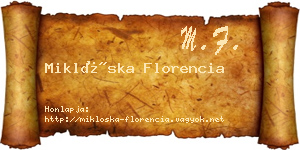 Miklóska Florencia névjegykártya
